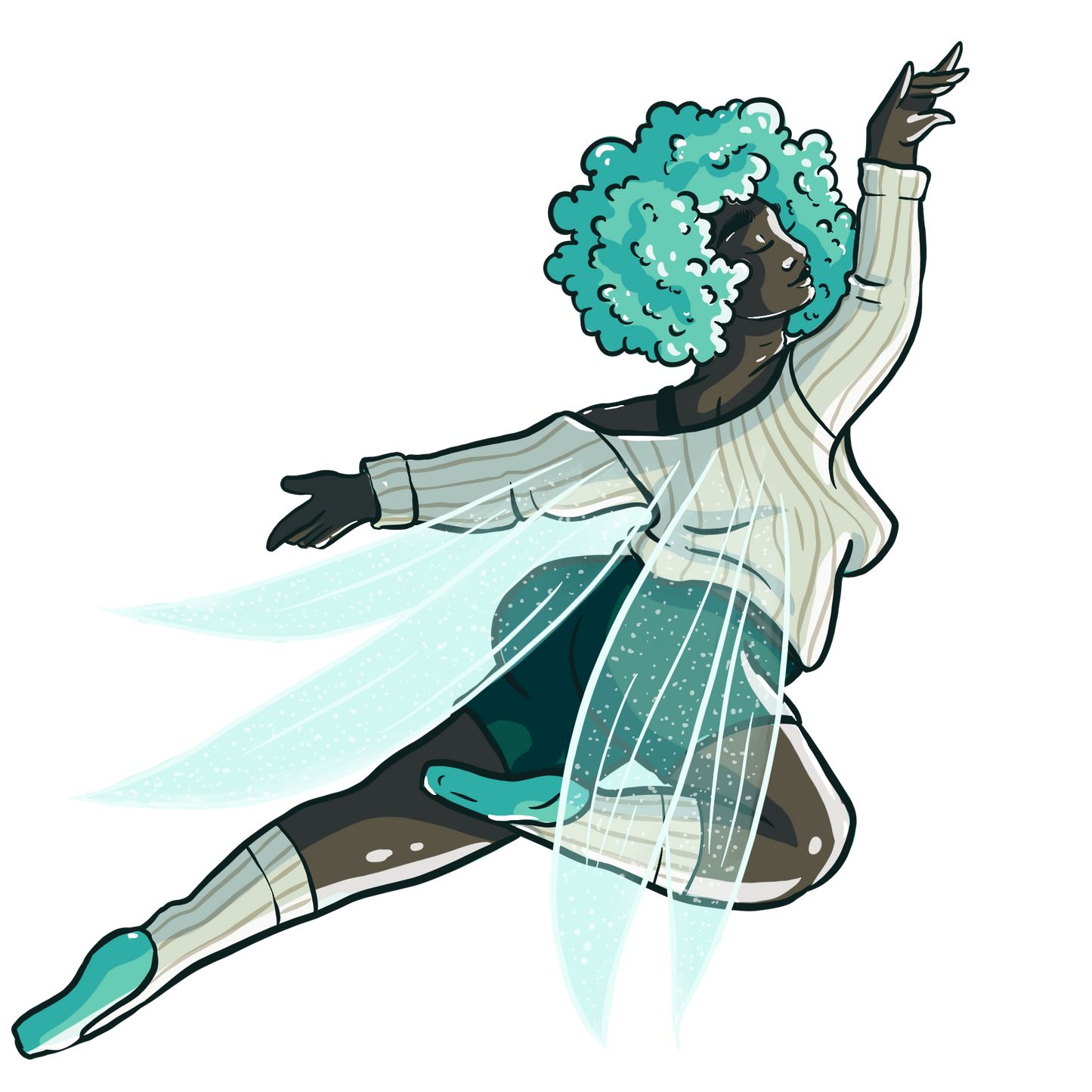 Teal Snow Fairy Sticker