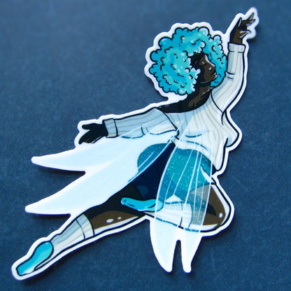 Teal Snow Fairy Sticker