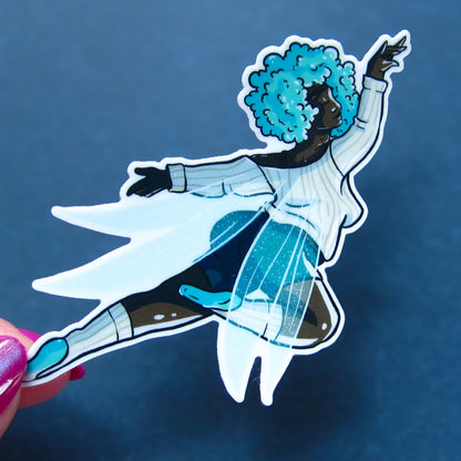 Teal Snow Fairy Sticker