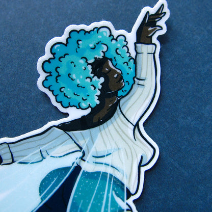 Teal Snow Fairy Sticker